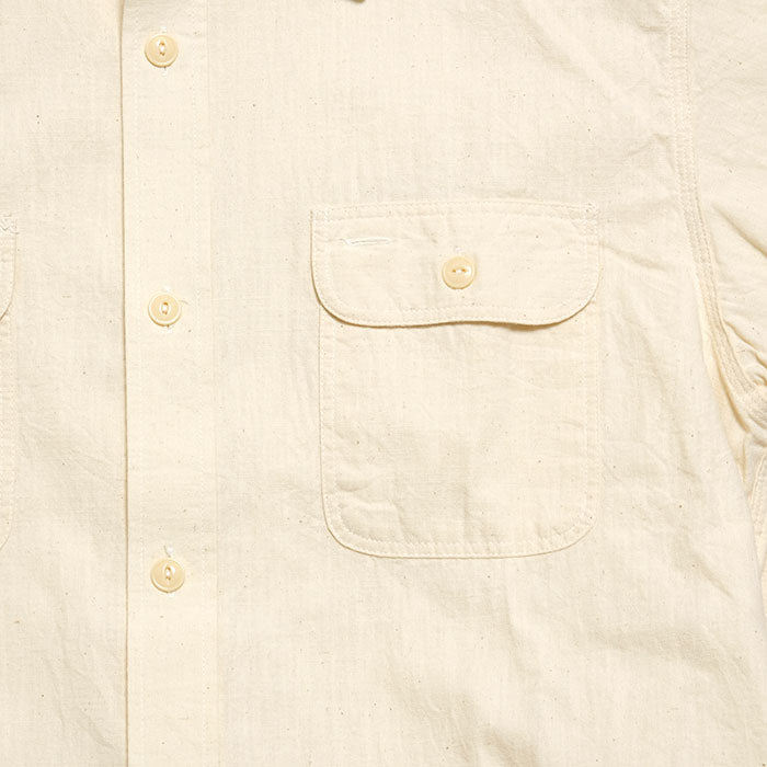 SUGAR CANE - WHITE CHAMBRAY S/S WORK SHIRT - SC37942